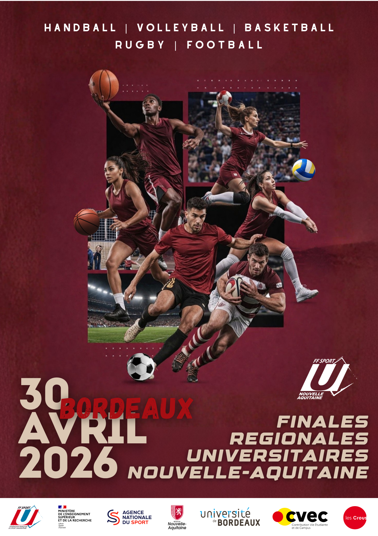 Finales régionales 2026 – Sports collectifs – Jeudi 30 avril @ Halle des sports | Talence | Nouvelle-Aquitaine | France